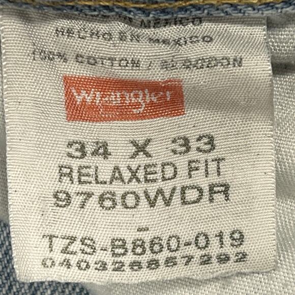 Wrangler Denim Jean Shorts Size 34" Cutoff Hand Painted Bleach Dyed Festival - Picture 4 of 8